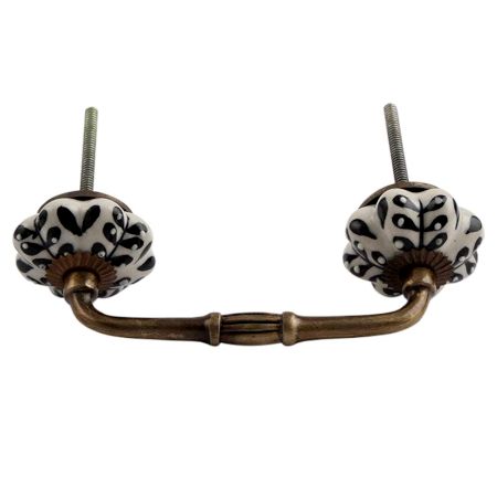 Black Leaf Ceramic Bridge Drawer Handle